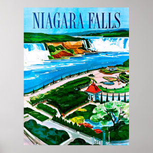 Niagara Fälle, Luftansicht, Kanada, Vintage-Reise Poster