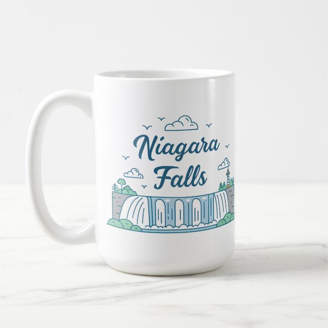 Niagara-Fälle Minimale Flachdesign-Illustration Kaffeetasse (Links)