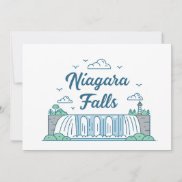 Niagara-Fälle Minimale Flat-Design-Illustration Feiertagskarte