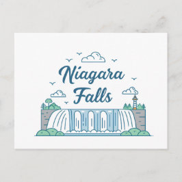 Niagara-Fälle Minimale Flat-Design-Illustration Postkarte