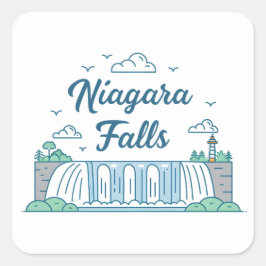 Niagara-Fälle Minimale Flat-Design-Illustration Quadratischer Aufkleber