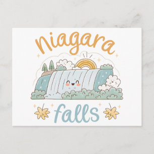 Niagara-Fälle Niedliche Lächelnde Cartoon-Illustra Feiertagspostkarte