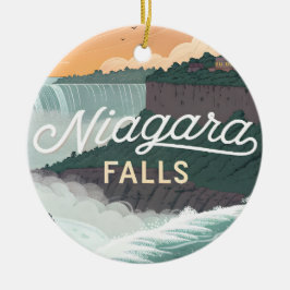 Niagara-Fälle Retro-Vintage-Poster-Illustration Keramik Ornament