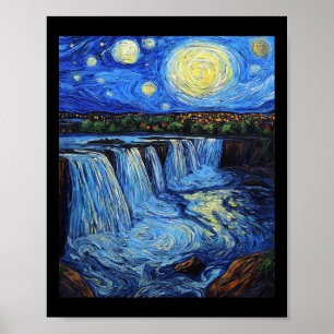 Niagara Fälle - Van Gogh Stil - Sternennacht Poster