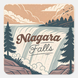 Niagara-Fälle Vintage Retro Reiseillustration Quadratischer Aufkleber