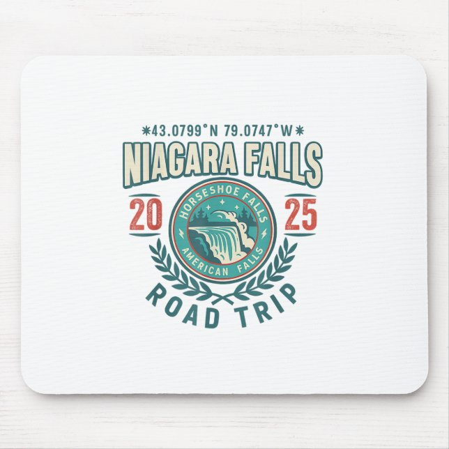 Niagara Falls 2025 Koordinates Road Trip Souvenir Mousepad (Vorne)