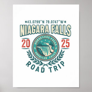 Niagara Falls 2025 Koordinates Road Trip Souvenir Poster