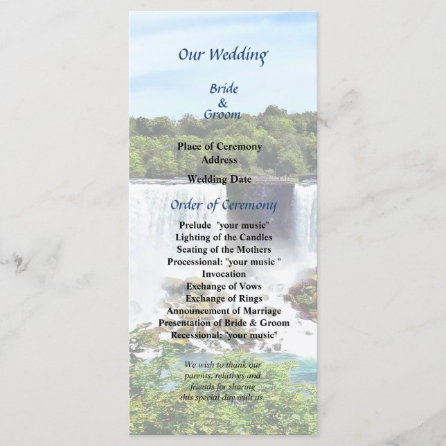 Niagara Falls American und Bridal Veil Falls Programm (Vorderseite)