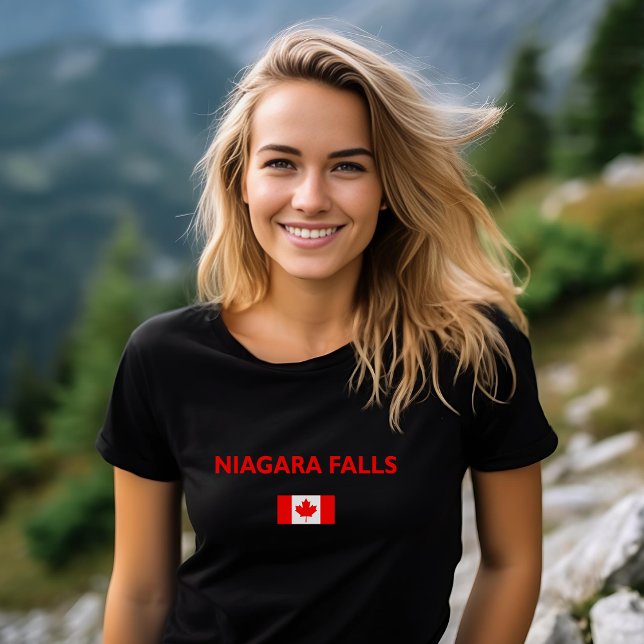 Niagara Falls Canada Canadian Flag Dark Color T-Shirt (Von Creator hochgeladen)