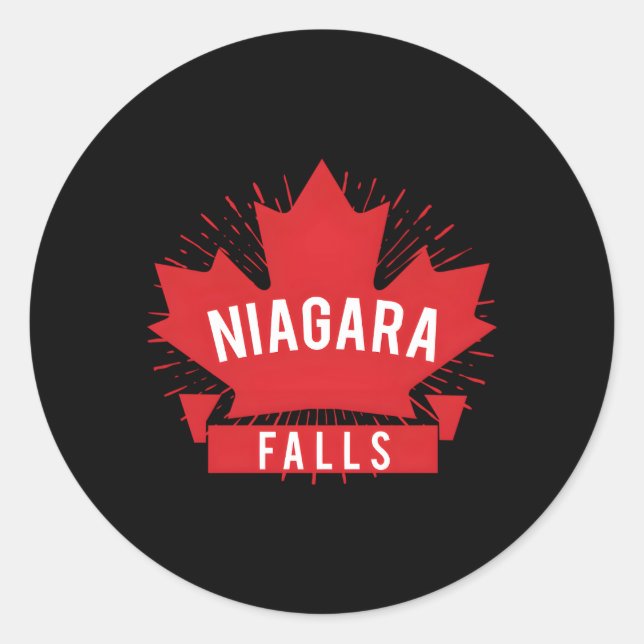 Niagara Falls Canada Red Maple Leaf Runder Aufkleber (Vorderseite)