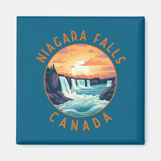 Niagara Falls Canada Retro Distressed Circle _1  Magnet (Vorne)