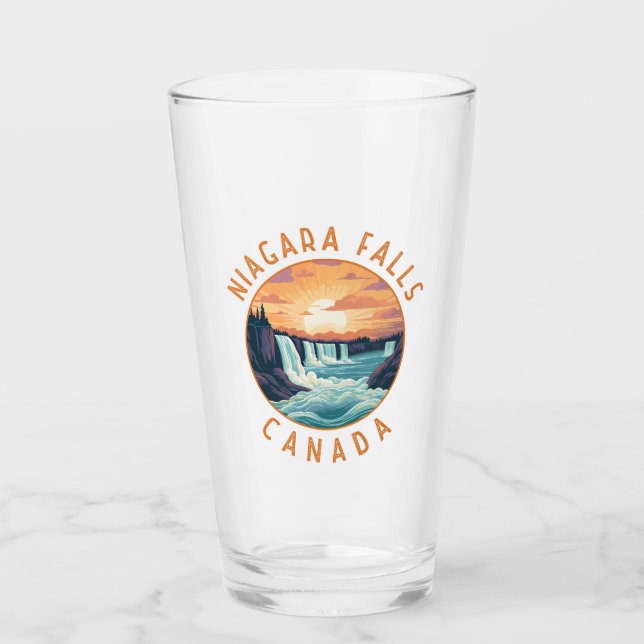 Niagara Falls Canada Retro Distressed Circle Glas (Vorderseite)