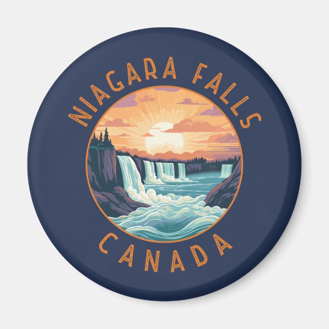 Niagara Falls Canada Retro Distressed Circle Magnet (Vorne)