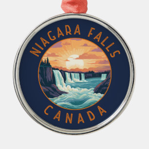 Niagara Falls Canada Retro Distressed Circle Ornament Aus Metall