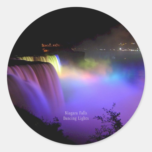 Niagara Falls, Dancing Lights, Runder Aufkleber (Vorderseite)