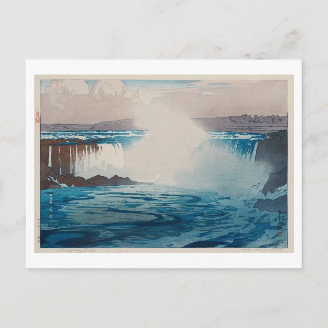 Niagara Falls, Hiroshi Yoshida, Woodcut Postkarte (Vorderseite)