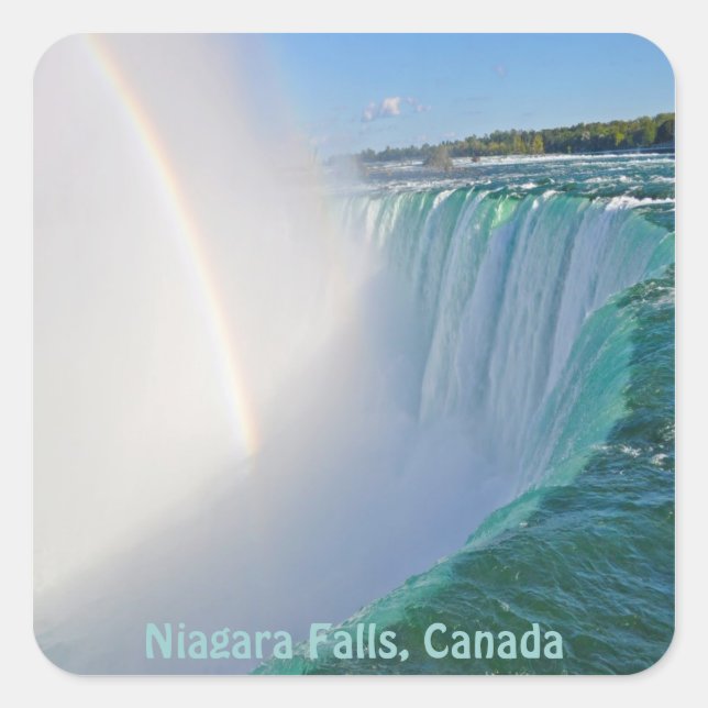 Niagara Falls Horseshoe Falls & Rainbow Quadratischer Aufkleber (Vorderseite)