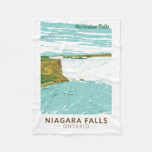 Niagara Falls Hufeisenfälle Reise Kunst Vintage Fleecedecke