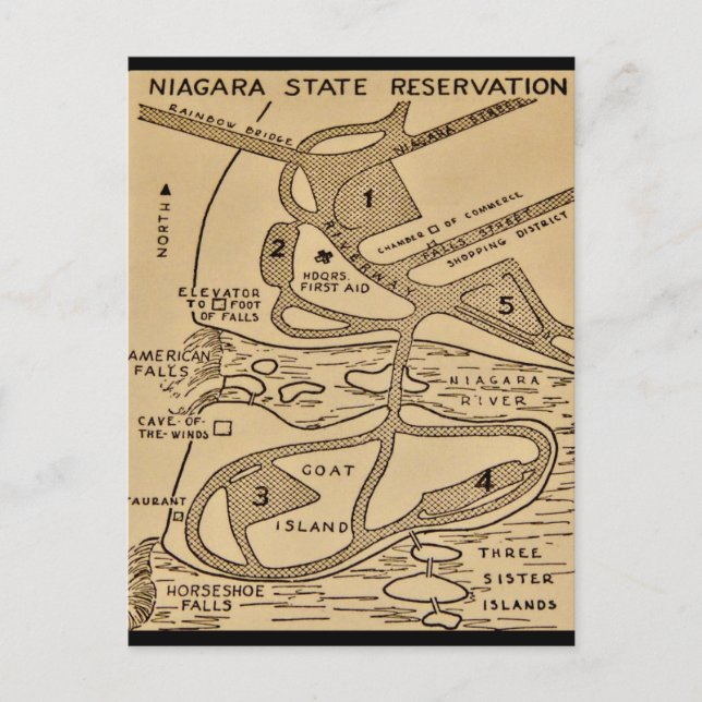 Niagara Falls Map Postcard Postkarte (Vorderseite)