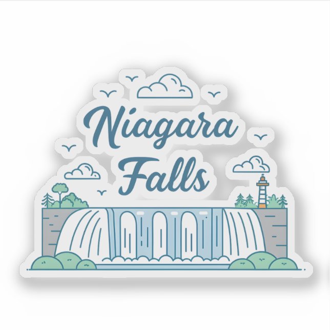 Niagara Falls Minimal Flat Design Illustration Aufkleber (Vorderseite)