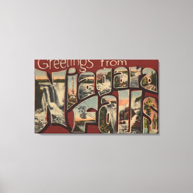 Niagara Falls, New York - Große Briefszenen 3 Leinwanddruck (Vorderseite)