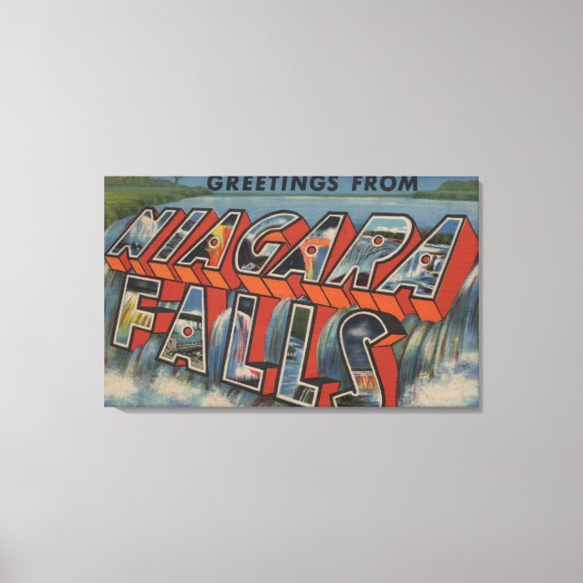 Niagara Falls, New York - Große Briefszenen Leinwanddruck (Vorderseite)