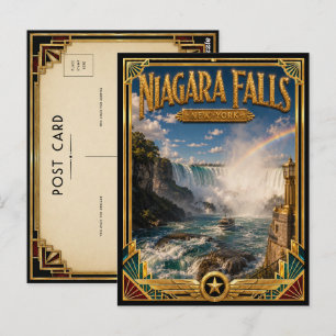 Niagara Falls New York Vintage Art Deco Goldene Är Postkarte