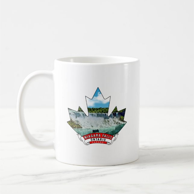 Niagara Falls, Ontario Canada Maple Leaf Kaffeetasse (Links)