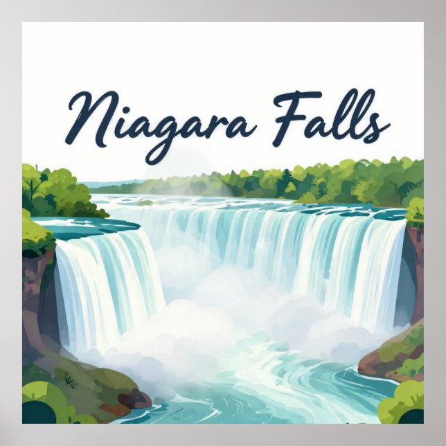 Niagara Falls Painterly Landscape Illustration Poster (Vorne)