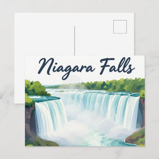 Niagara Falls Painterly Landscape Illustration Postkarte (Vorne/Hinten)