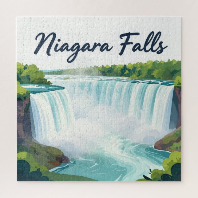 Niagara Falls Painterly Landscape Illustration Puzzle (Vertikal)
