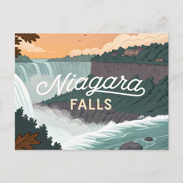 Niagara Falls Retro Vintage Poster Illustration Postkarte (Vorderseite)
