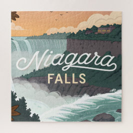 Niagara Falls Retro Vintage Poster Illustration Puzzle