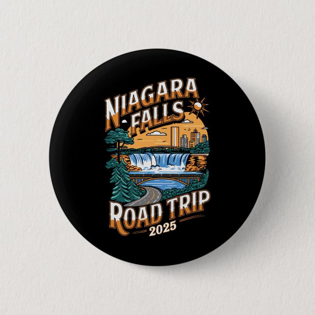Niagara Falls Road Trip 2025 - Sommerurlaub Button (Vorderseite)