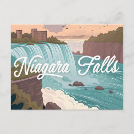 Niagara Falls Scenic Illustration at Sunset Postkarte