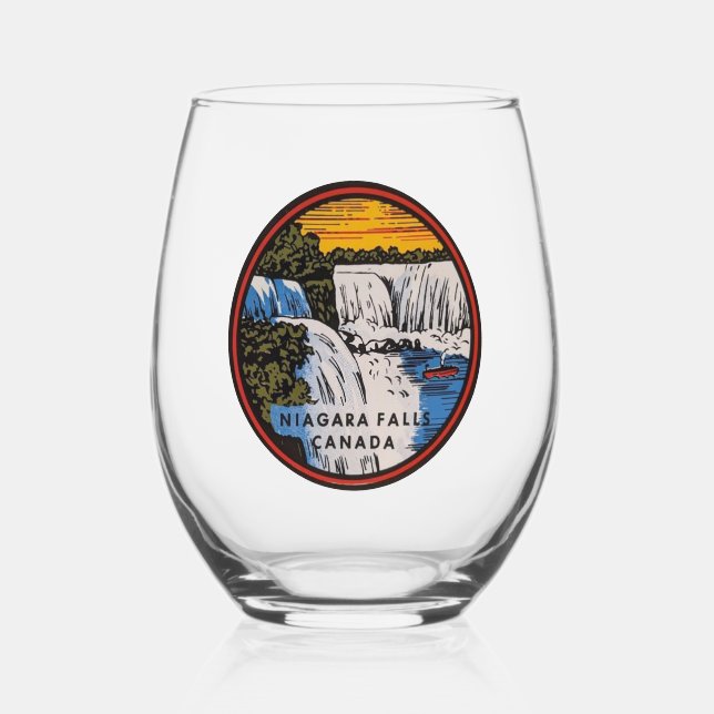 Niagara Falls Stemless Wine Glasses Weinglas Ohne Stiel (Vorderseite)