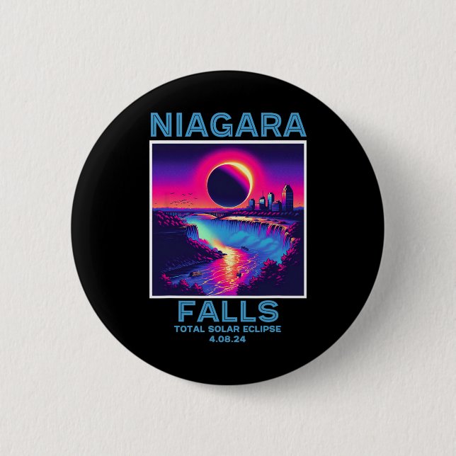 Niagara Falls Total Solar Eclipse 2024 80er New Yo Button (Vorderseite)