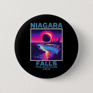 Niagara Falls Total Solar Eclipse 2024 80er New Yo Button