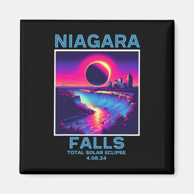 Niagara Falls Total Solar Eclipse 2024 80er New Yo Magnet (Vorne)