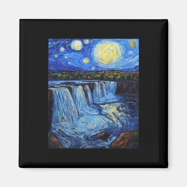 Niagara Falls - Van Gogh Style - Starry Night  Magnet (Vorne)