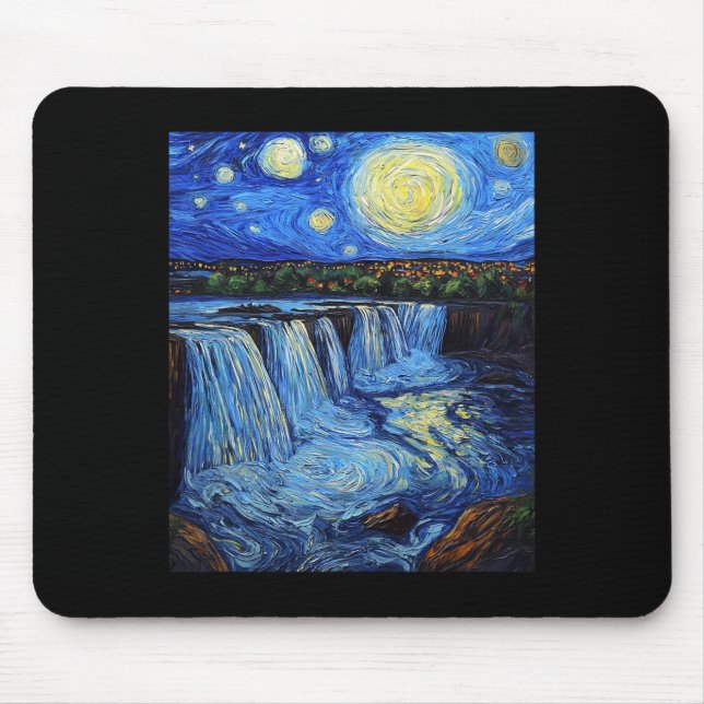Niagara Falls - Van Gogh Style - Starry Night  Mousepad (Vorne)