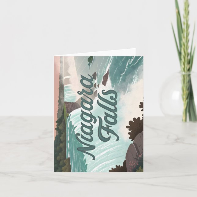 Niagara Falls Vintage Textured Illustration Feiertagskarte (Vorderseite)
