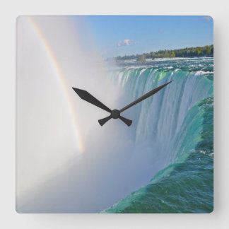 Niagara- Fallshufeisen-Fälle u. Regenbogen-Uhr Quadratische Wanduhr