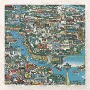 Niagara- Fallskarte Glasuntersetzer