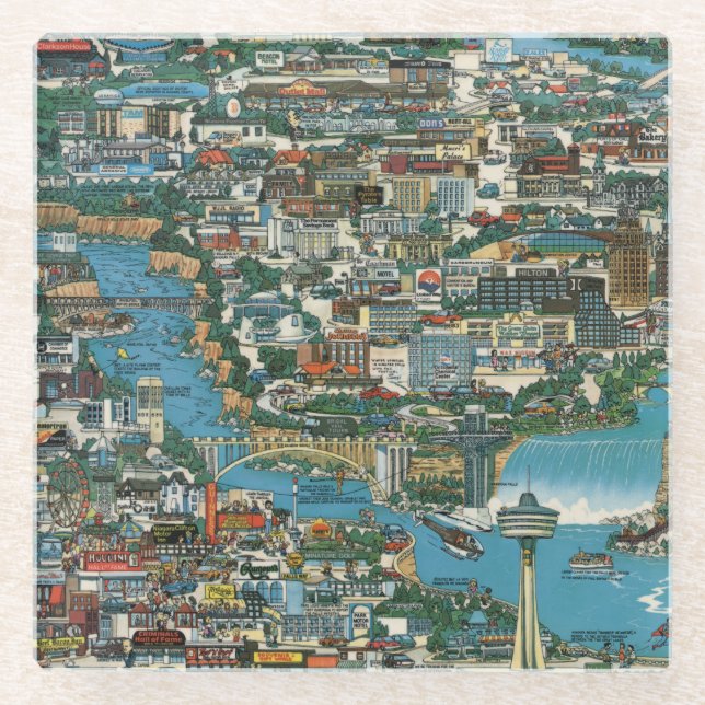 Niagara- Fallskarte Glasuntersetzer (Vorderseite)