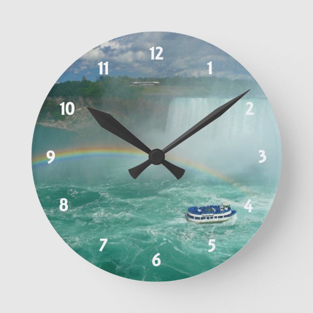 Niagara-Regenbogen Runde Wanduhr (Vorderseite)