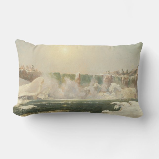 Niagarafälle im Winter (Eis im Wasser) Lendenkissen (Vorderseite)