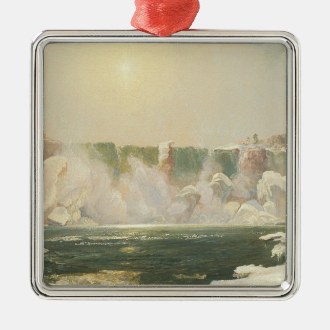 Niagarafälle im Winter (Eis im Wasser) Ornament Aus Metall (Vorne)