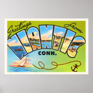 Niantic Connecticut CT Old Vintage Reise Souvenir Poster
