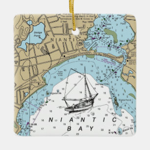Niantic CT Nautical Chart Keramikornament